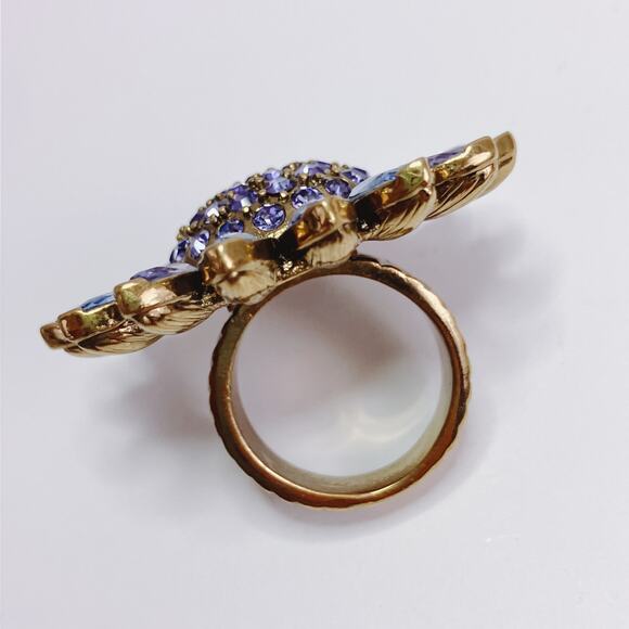Heidi Daus Divine Miss Daisy Purple Blue Swarovski Crystal Cocktail Ring Size 7 - Picture 7 of 12